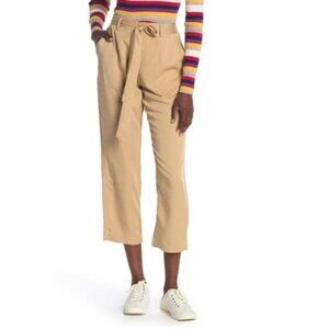 14th & Union Solid High Waisted Tie Cropped Pants